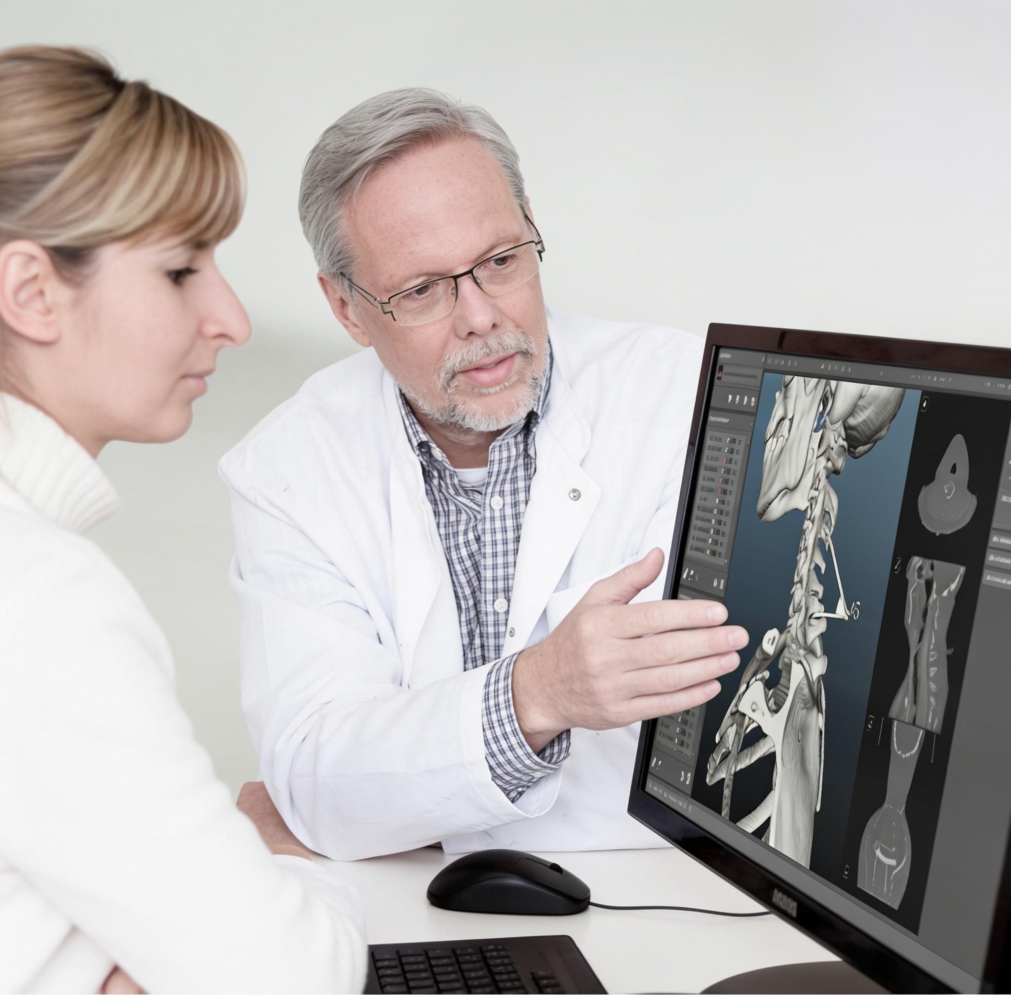 3D-Modell eines menschlichen Innenohrs mit Bogengängen und Cochlea